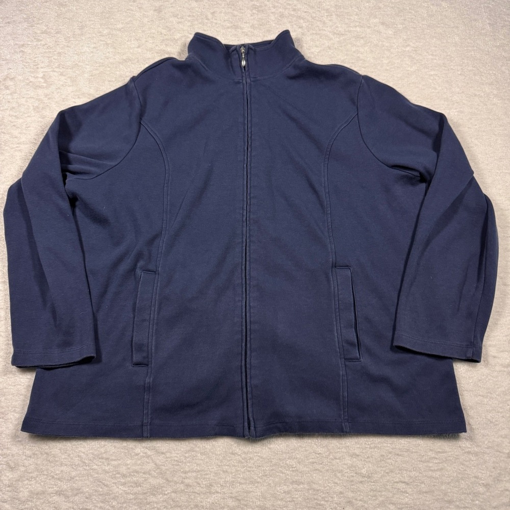 Hasting & Smith Women's Navy Blue Full Zip Mock Neck Jacket‎ Plus Size 2X